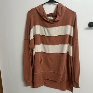 Dusty Rose and white color block hoodie 3x